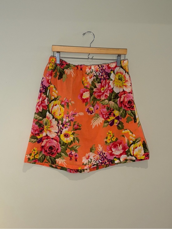 Handmade Dresses & Skirts - Bright Coral Floral Elastic-Waist  Skirt